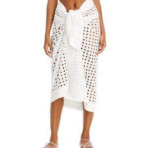 Solid & Striped Eyelet Pareo Swim Cover-up-White